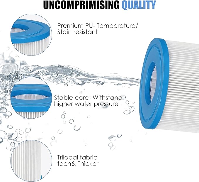 Type VI Hot Tub Filter Replacement Compatible with Coleman SaluSpa 90352E/58323E/58323, for Lay-Z-Spa Pool Pump-12 Pack