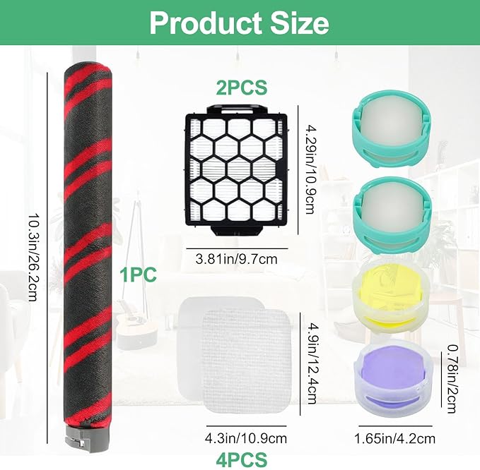 Alrens UV900 Filter and Replacement Parts for Shark UV900 Pet Performance Plus Lift-Away Upright Vacuum – 1 Brush Roller, 2 Filters, 4 Foam & Felt Filters & 4 Odor Neutralizer Cartridges