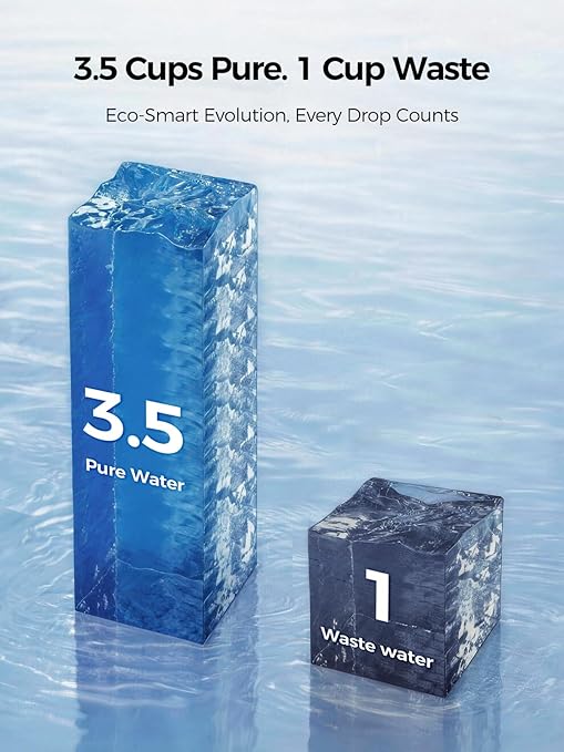 Countertop Reverse Osmosis Water Filtration System, Compact Auto-Fill Dispenser for Home, 4-in-2 RO & CTO Water Purifier, 3.5:1 Pure to Drain Ratio, No Plumbing Required