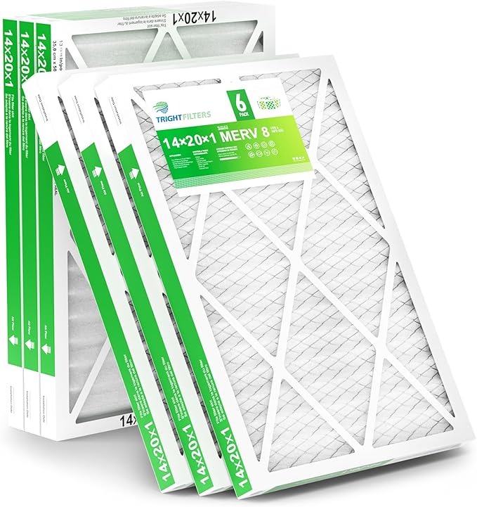 TRIGHTFILTERS 14x20x1 Air Filter 6 Pack, Durable MERV 8 Pleated Home HVAC AC Furnace Filters, Lightweight Compact Air Conditioner Filter Replacement