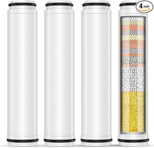 FEELSO Shower Filter for Handheld Shower Head, 4 Pack 15 Stage Replacement Filters for Hard Water Remove Chlorine and Harmful Substances