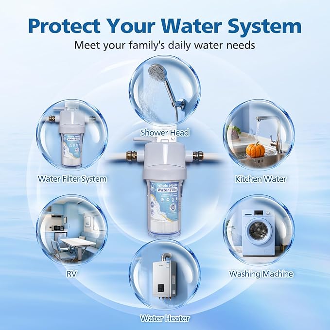 5 Micron 10" x 4.5" Whole House Water Filter Compatible with GE FXHSC, GXWH40L, Plumber W50PEHD, Culligan R50-BBSA, Pentek R50-BB, W10-PR, DuPont WFHDC3001, W50PEHD, High Flow Sediment Filters, 4 Pack