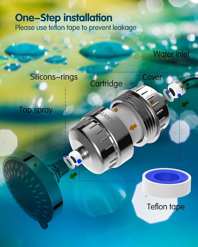 Shower Filter Replacement Cartridge, 15 stage, High Output, Vitamin C, Removing Heavy Metals Hard Water.Universal with Any Shower Filter of Similar Design.Pack of 2