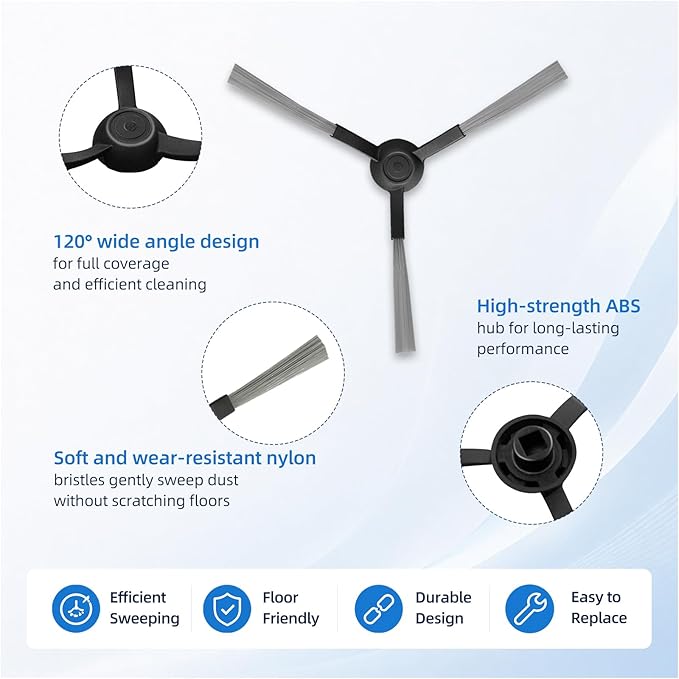 Replacement Parts Compatible with WYZE Robot Vacuum Cleaner WVCR200S Accessories, 2 Main Brushes, 6 Hepa Filters, 8 Side Brushes Attachment Spare Pack