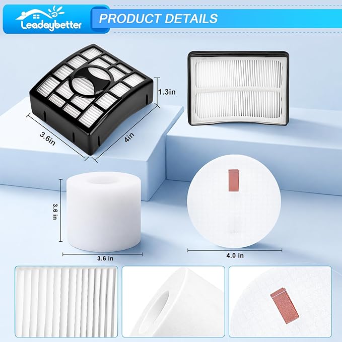 Leadaybetter 2 + 4 Pack Replacement Filters for Shark Rotator DuoClean Powered Lift Away Speed NV680 NV681 NV682 NV683 NV800 NV801 NV803 UV810, Compare to Part # XFF680 &XHF680