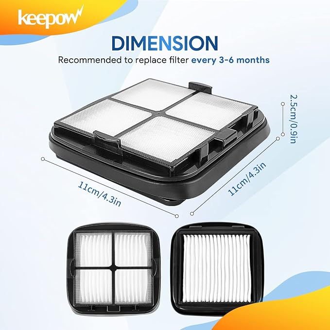 KEEPOW Pet Hair Eraser Filter Replacement 97D5 4 Pack, Compatible with Bissell Pet Hair Eraser Corded Handheld Vacuum 33A1 Series, 35V4 Series, 47R5 Series, Part# 2037416, 2031432