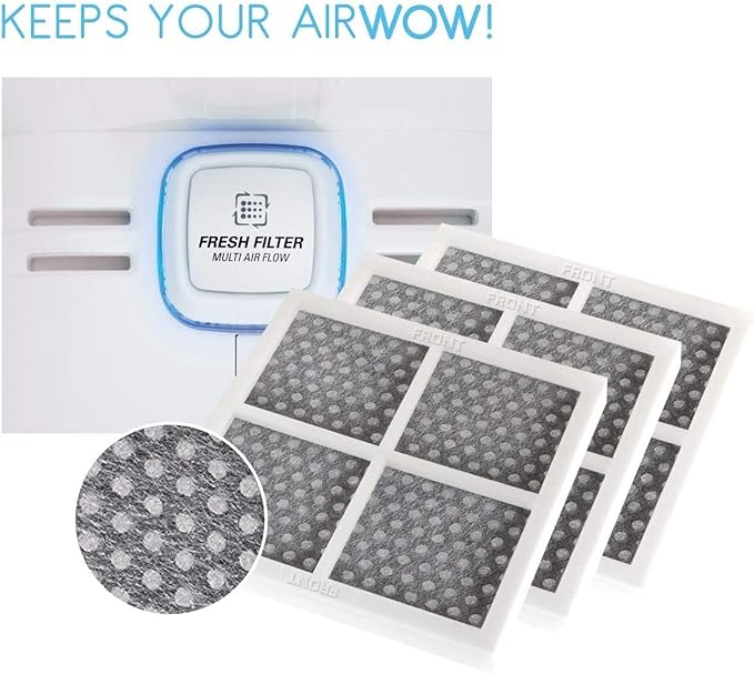 AIRWOW Replacement 3 Pack Air Filter for Refrigerators, Compatible with LG LT120F, ADQ73214404, 469918, Improves Freshness, Air Quality and Odor Control (3, White-Pro)