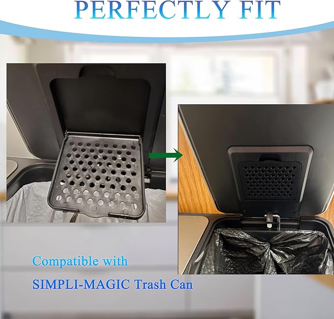 PurifyLogix Odor Absorbing Filter Refills for SIMPLI-Magic Trash Can, Activated Charcoal Deodorizer Compatible with SIMPLI-Magic Garbage Bins with Built in Odor Filter Compartment, Square (Pack of 6)