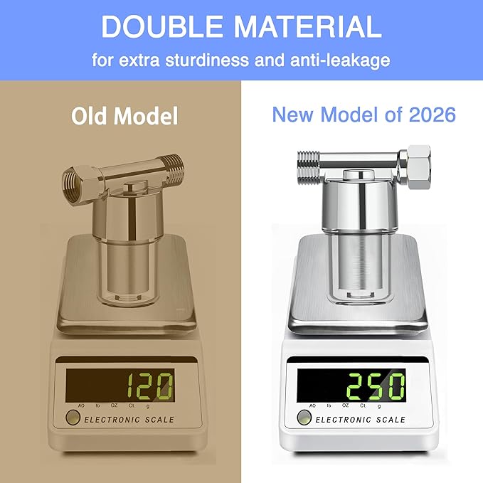 Washing Machine Water Filter, 40 Micron Reusable Brass Inline Sediment Filter, Anti-Scale Hose Pre-Filter for Water Heater, RV, and Toilet Bidet (T Port)