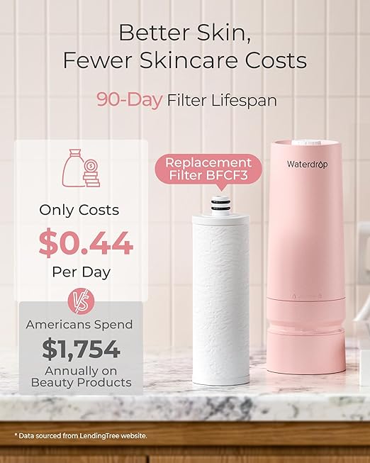 Waterdrop BFC3-Lite Skincare Face Washer Water Filter, Bathroom Sink Filter Water Faucet for Skin, Reduces 99% Chlorine, Nanoscale Deep Cleaning, Hydrate Deeply