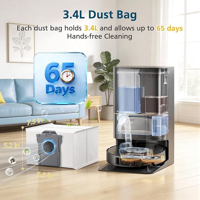 Accessories for Dreame L40 Ultra (Gen 2)/ X40 Ultra/ X40 Master/ D30 Ultra, for MOVA P10 Pro Ultra (Gen 2)/ P50 Pro Ultra, 2*Rubber Main Brushes, 4*Dust Bags, 6*Mop Pads, 4*Filters, 6*Side Brushes