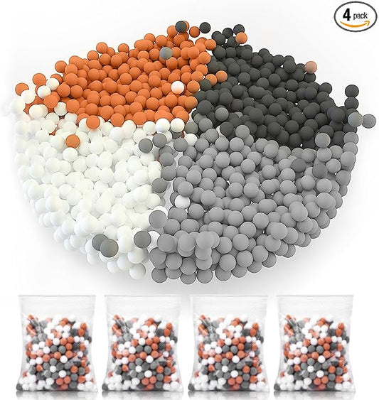 Cobbe 4 Packs Replacement Shower Head Beads，180g Shower Filter Stone Beads，Mineral Stone Balls for Water Filtration，for Filtered Shower Head (Orange Gray White)