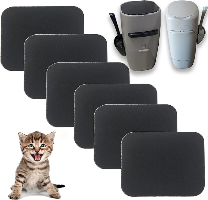 PurifyLogix 6 Pack Charcoal Filters Replacement for Litter Genie Standard Pail, Activated Charcoal Filters Compatible with Litter Genie Cat Litter Box Waste Disposal System for Odor Control (6)