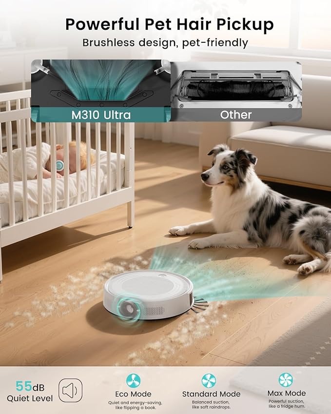 Lefant M310 Ultra Robot Vacuum and Mop, 6000Pa Suction-Slim Robotic Cleaner with ToF LiDAR Navigation, Accurate Obstacle Avoidance, WiFi/App/Alexa Control, 170min Runtime, for Pet Hair and Home
