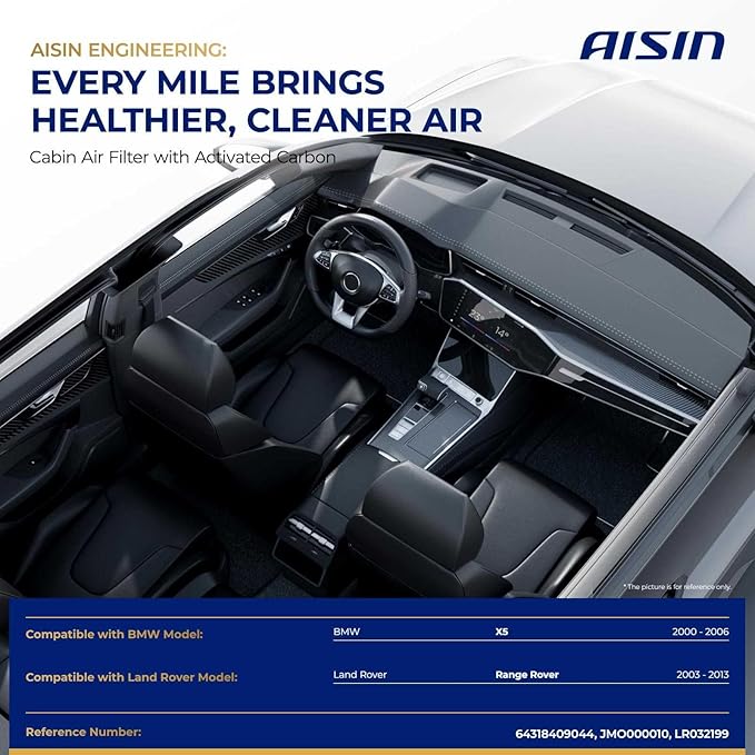 AISIN AFTERMARKET CBFAZ-00320 Cabin Air Filter with Activated Carbon - Compatible with BMW X5 2000-2006, Land Rover Range Rover 2003-2013