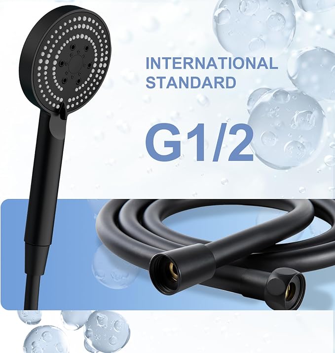 OFFO Filtered Shower Head with Hose, 20 Stage Shower Head with Filters with 60" Shower Hose, 4” Face High Pressure 6-Mode to Remove Chlorine, Matte Black