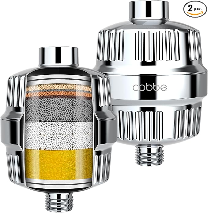 Cobbe HD HEAVY DUTY High Output Shower Filter 2 Pack – 99% REMOVAL Shower Head Filter for Hard Water, Heavy Metals, Chlorine and Harmful Substance, Improve your skin and hair - Chrome