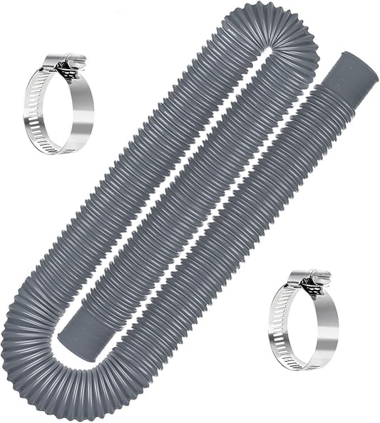 Replacement Pool Hoses for Above Ground Pools 1 1/4, 59"" Long Filter Pump Hose, 1 Pack Pool Pump Hose with 2 Metal Clamps (Grey), Gray