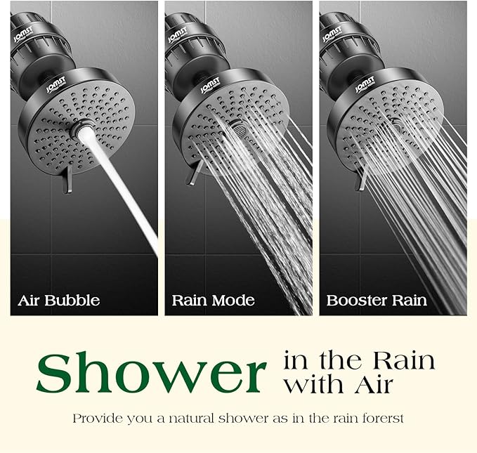 Filtered Shower Head COMBO – for Healthier Skin & Hair | 3 Mode High Pressure Shower Heads with 25-Stage Filtration | Removes 99.947% Chlorine & Heavy Metals (Matte Black)