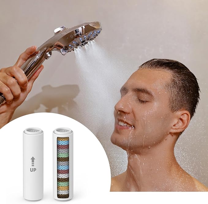Pavezo® Shower Filter for Handheld Shower Head【Pavezo No.MQWY001】2 Pack 15-stage Replacement Filters for Hard Water Reduce Chlorine and Impurities, Glowing Skin & Shimmering Hair