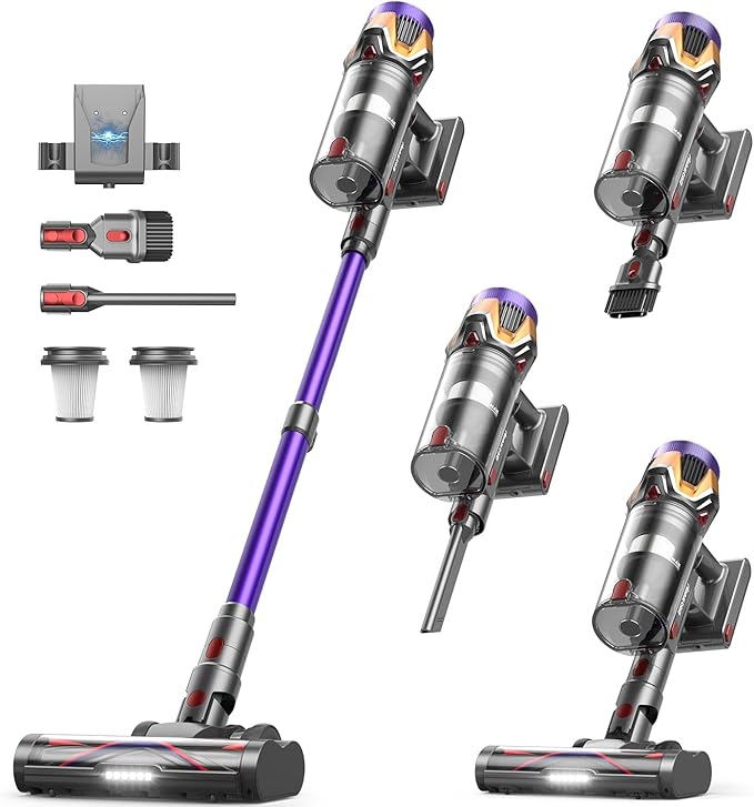 Cordless Vacuum Cleaner 55Kpa/650W/70Mins,1.8L Self Standing Stick Vacuum,Upgraded Vacuum Cordless with Hurricane Mode,Touch Screen,Anti-Tangle Wireless Vacuum,Vacuum Cleaners for Home/Pet Hair/Carpet