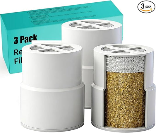 3-Pack Replacement Filter for JOLIE Shower Head, Compatible with JOLIE Shower Filter Cartridge, Reduces Chlorine, Heavy Metals & Impurities, Softens Skin & Hair