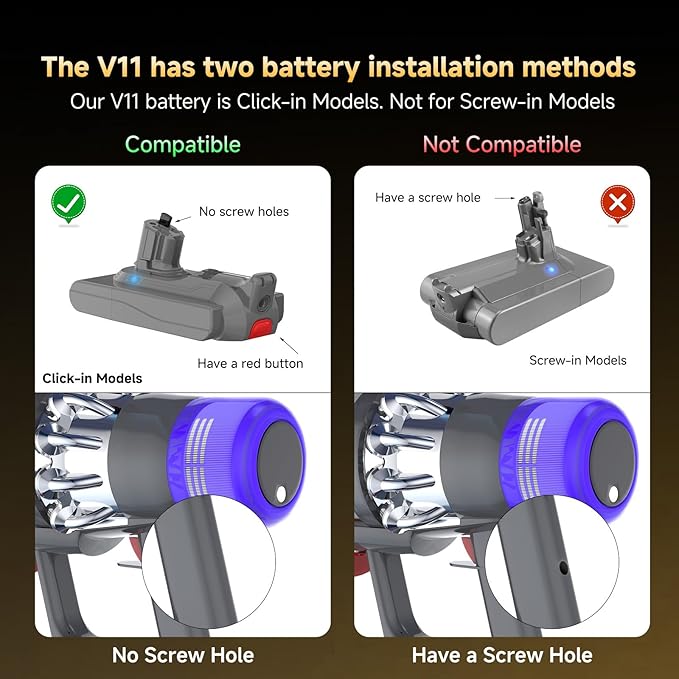 Upgraded 9000mAh 25.2V V11/V15 Battrey Replacement Compatible with Dyson V15 Extra/Absolute/Animal/Motorhead/Fluffy/Torque/Drive/Outsize/V15/SV15/SV22 Vacuum Cleaner. (Not for Screw-in Models)