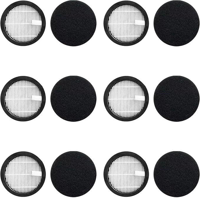 6 Pack HEPA Filter Compatible with AFNOP Acevac 11 Cordless Vacuum Cleaner with 6 Pack Sponge Filter