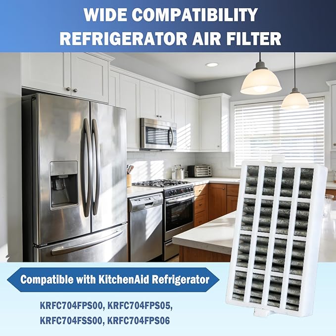 3 Pcs Refrigerator Air Filter Fit for KitchenAid KRFC704FPS00, KRFC704FPS05, KRFC704FSS00, KRFC704FPS06 Refrigerator Replacement Part