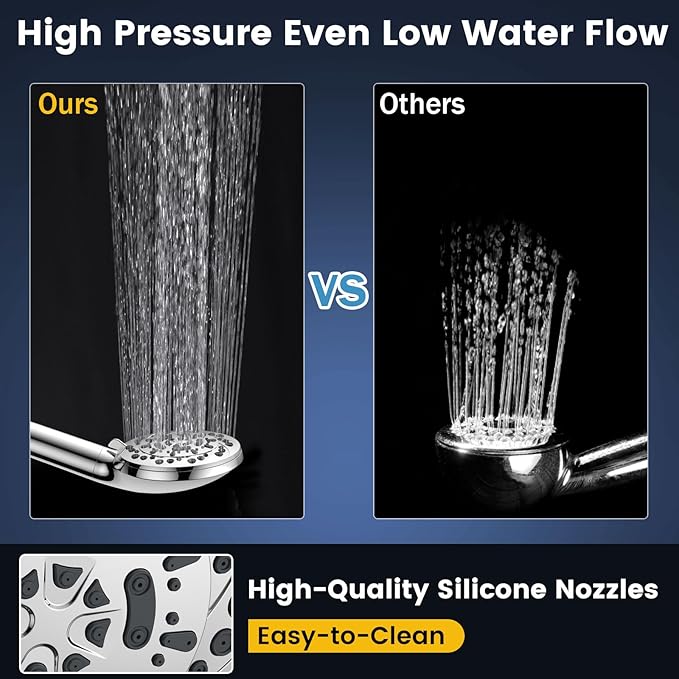 Vatex Filtered Shower Head with Handheld, High Pressure 5 Spray Modes Showerhead with Hose, Bracket and 15 Stages Water Softener Filters Beads for Hard Water Remove Chlorine and Harmful Substance