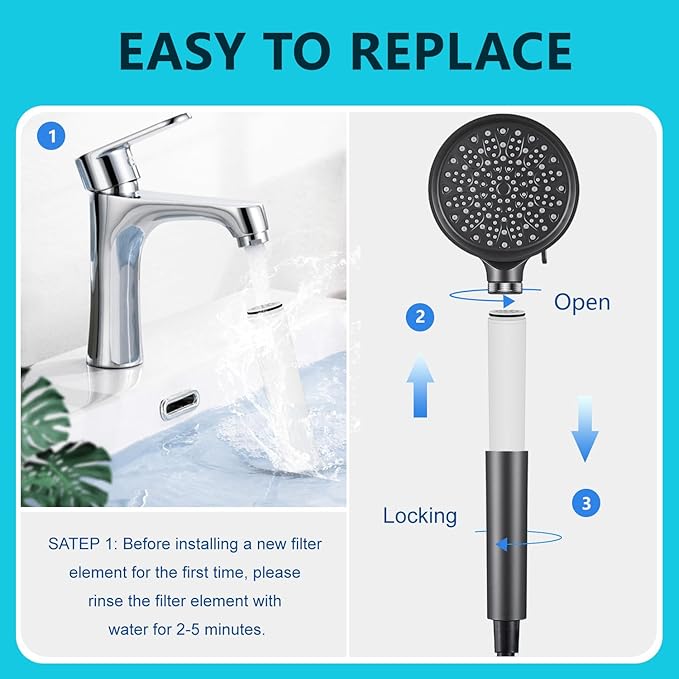 Shower Filter Replacement compatible with FEELSO Filtered Shower Head with Handheld (High Pressure 3 Spray and 4 Spray,15 Stage Filters),for Hard Water - Filters Chlorine -4 Pack