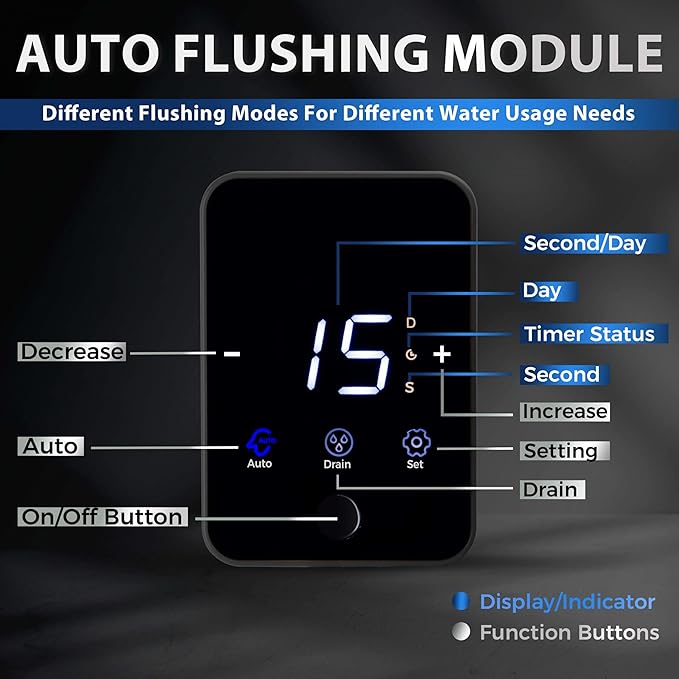 iSpring WSP200ARJ-BP Whole House Water Filter System Prefilter, Auto Flushing Spin Down Sediment Filter for Well Water, Integrated Bypass, 4-Mode Touch-Screen, Reusable, Jumbo Size, 200 Micron