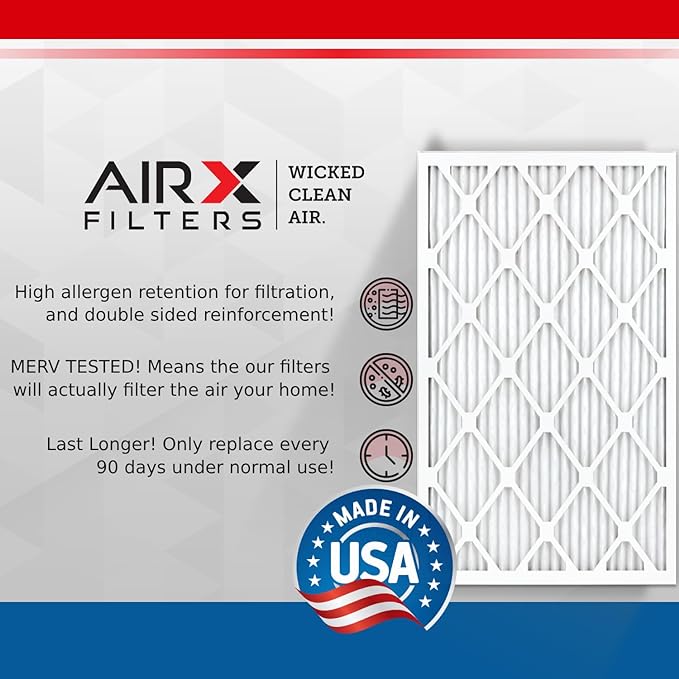 AIRX FILTERS WICKED CLEAN AIR. 20x25x1 Air Filter MERV 13 Electrostatic Pleated Air Conditioner Filter 4 Pack HVAC AC Furnace Filters