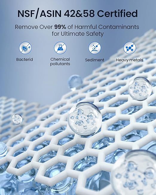 KOVIET U1 Pro Reverse Osmosis System, 800GPD Tankless Reverse Osmosis Water Filter, 10-Stage Under Sink RO Water Filtration System, NSF/ANSI 42&58 Certified with Smart LED Faucet, 3:1 Pure to Drain