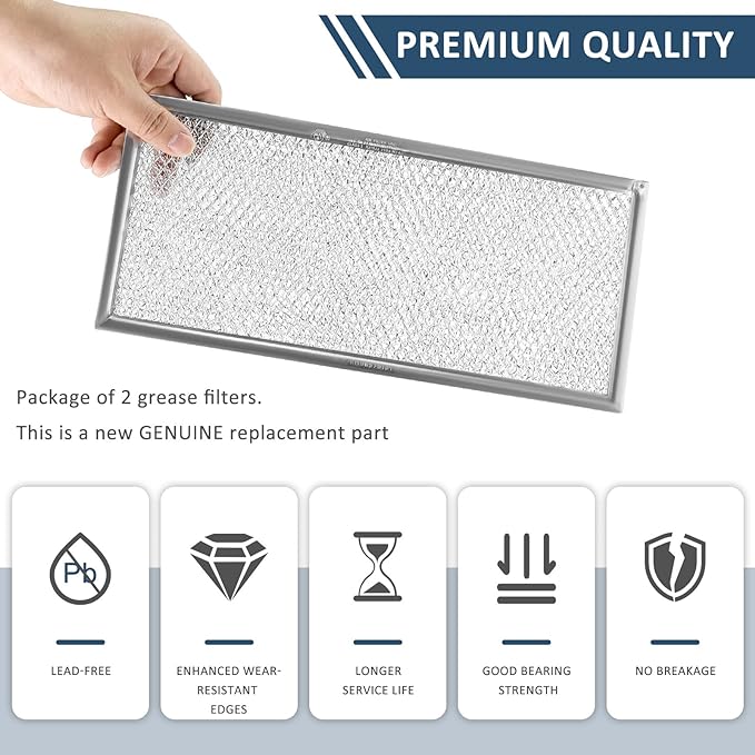 Fits for Whirlpool W10208631A Microwave Grease Filter - Approx 13" x 6" (2-Pack) by AMI PARTS