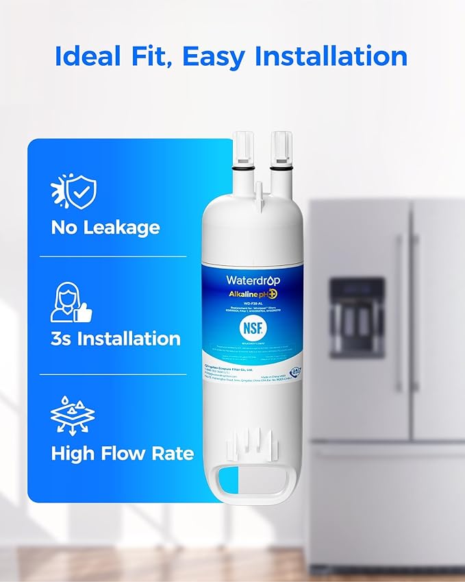 Waterdrop Alkaline W10295370A Replacement for Filter 1, EDR1RXD1, EDR1RXD1B, WD-F38, Enhances pH Refrigerator Water Filter, 2 Pack