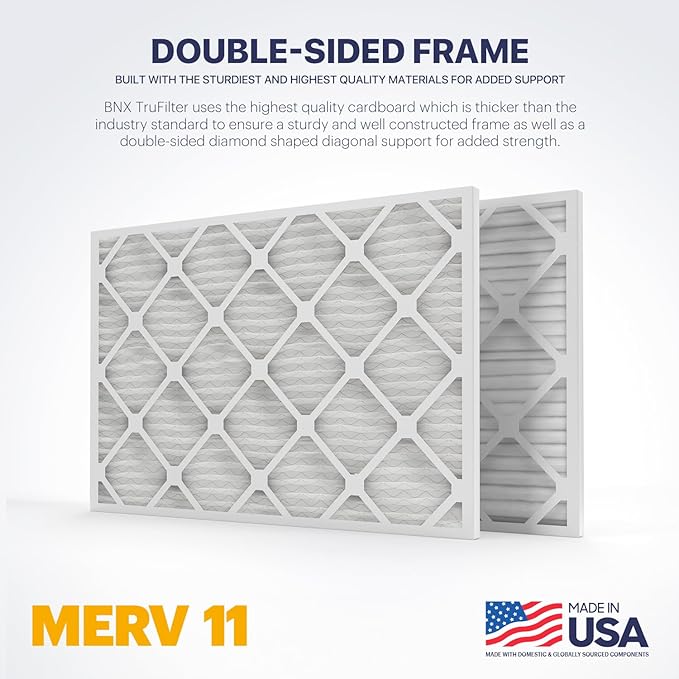 BNX TruFilter 14x30x1 Air Filter MERV 11 (6-Pack) - MADE IN USA - Allergen Defense Electrostatic Pleated Air Conditioner HVAC AC Furnace Filters for Allergies, Dust, Pet, Smoke, Allergy MPR 1200 FPR 7