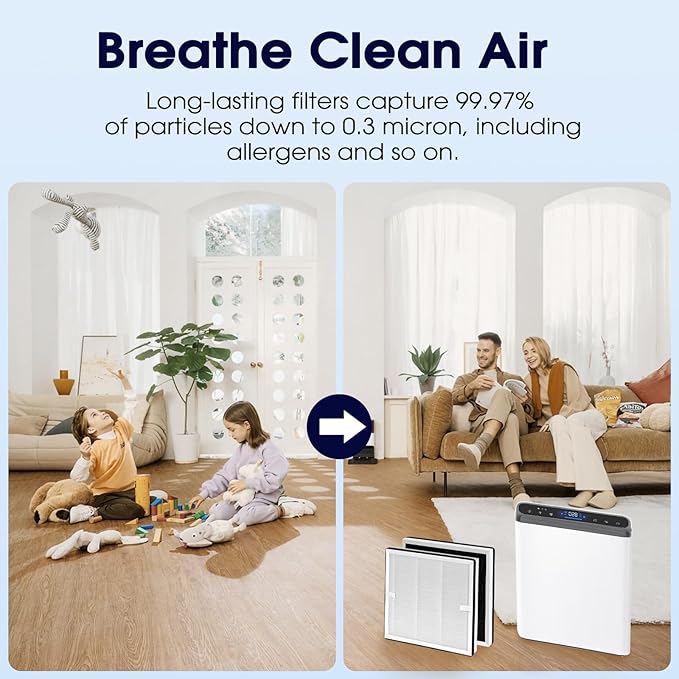 Europa Air Filter Compatible with Afloia Europa Air Purifiers, 3-in-1 High Efficiency Replacement Filter, Activated Carbon for Hair,Dander,Odor,Dust,Smoke and Pollen, 2 Pack