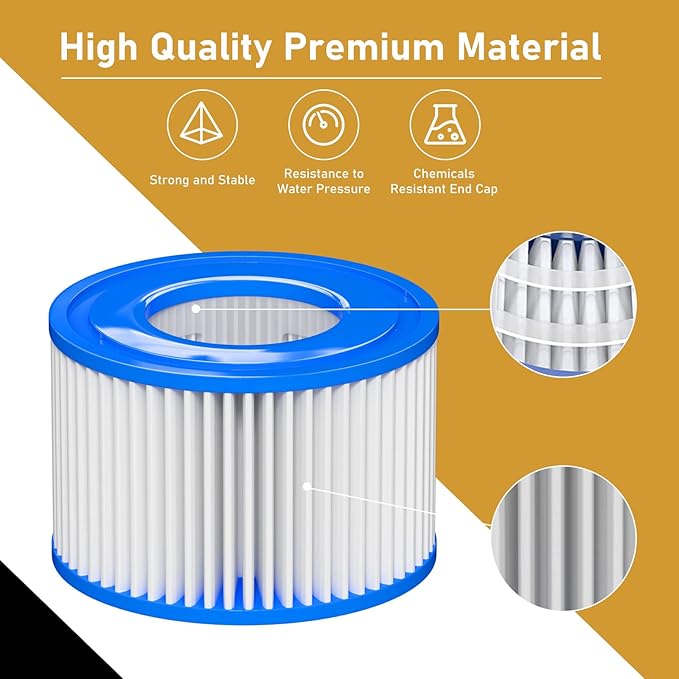 Type Ⅵ Hot Tub Spa Filter Replacement Compatible with Lay-Z-Spa, Coleman SaluSpa 90352E 58323, Inflatable Hot Tub, Swimming Pool Pump Filter Type Ⅵ Cartridge, 16 Pack
