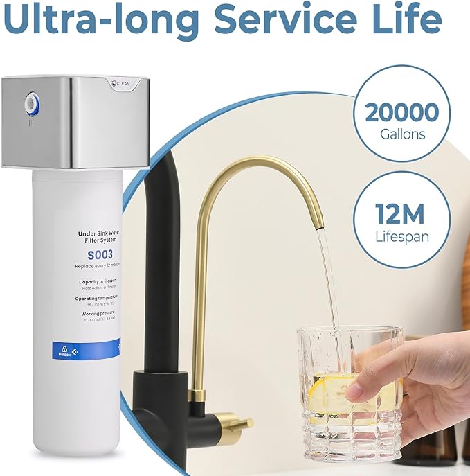 GIMILI Black and Gold 3 in 1 Kitchen Faucet with Under Sink Water Filter System, Reduces Lead, Chlorine, Bad Taste & Odor, Kitchen Sink Faucet with Drinking Water Faucet