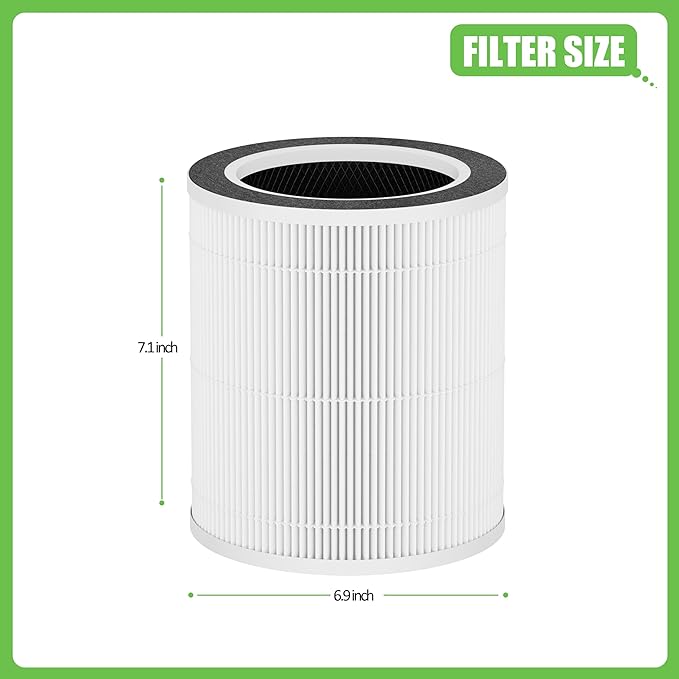 VK-6067B H13 True HEPA Replacement Filter, Compatible with HOKEKI VK-6067B and Vremi Air Purifier, 3-in-1 H13 Grade True HEPA and Activated Carbon Filter, 2Pack