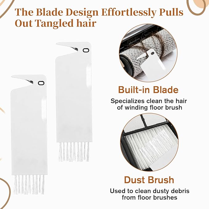 4 PCS Handheld Vacuum Brush Cleaner Tool, Universal Vacuum Brush Cleaning Tool, 2-in-1 Roller Cleaning Tools for Sweeping Robot (White)