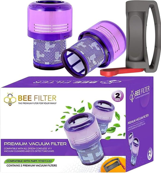 Dyson V15 Filter, 2-Pack Premium True HEPA Replacement Filters for Dyson V11, V11 Animal, Dyson-V15, V15 Filter, V11 Completed/Absolute, V15 Absolute/Submarine with Trigger Clamp, Part no. 970013-02