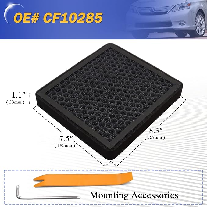 CF10285 Premium HEPA Cabin Air Filter Upgraded Air Filter with Activated Carbon for Toyota Camry Corolla Prius Rav4 Highlander 4Runner Tundra/Lexus Es300H ES350 GS300 GS350 GS430 GS460 GX460 CP285