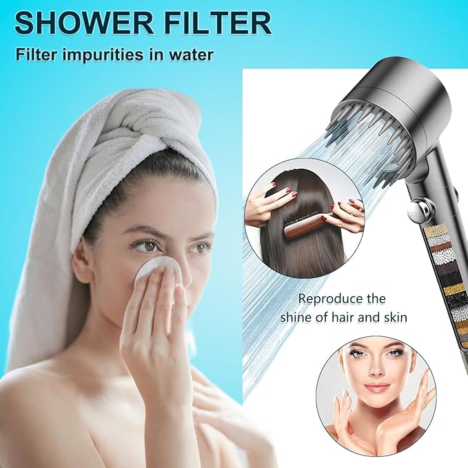 Shower Filter,Compatible with PWERAN/Fitespot Shower Filterfor Hard Water Filter Chlorine -4 Pack 18 Stage Replacement Filters