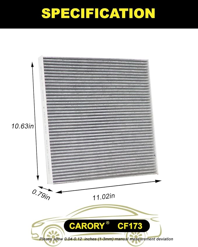 CARORY Cabin Air Filter w/Activated Carbon for 2007-2012 Nissan Altima, 2009-2014 Murano, 2009-2014 Maxima, 2011-2017 Quest, 27277-JA000, 27277-JA00A, 2008 2009 2010 2011 2012 2013 2014 2015 2016