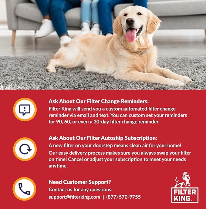 Filter King 8x8x1 Air Filter (MERV 11) (6-Pack) Dust & Allergy Control AC Furnace Filters, MADE IN USA, HVAC, Pleated, Electrostatic (Actual Size: 8 x 8 x .75)