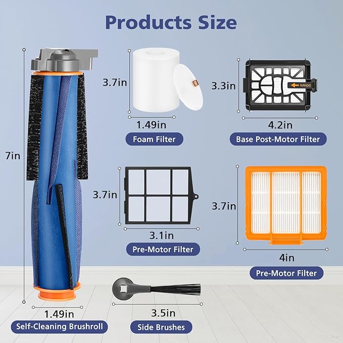 Replacement Parts for Shark AI AV2501S AV2501AE RV2502AE RV2520AOUS AV2510AOUS AV2511AE RV2610WA RV2610WD Accessories Kit with Main Brush, Filters, Foam Filters, PrFilte, Side Brushes, Replacement