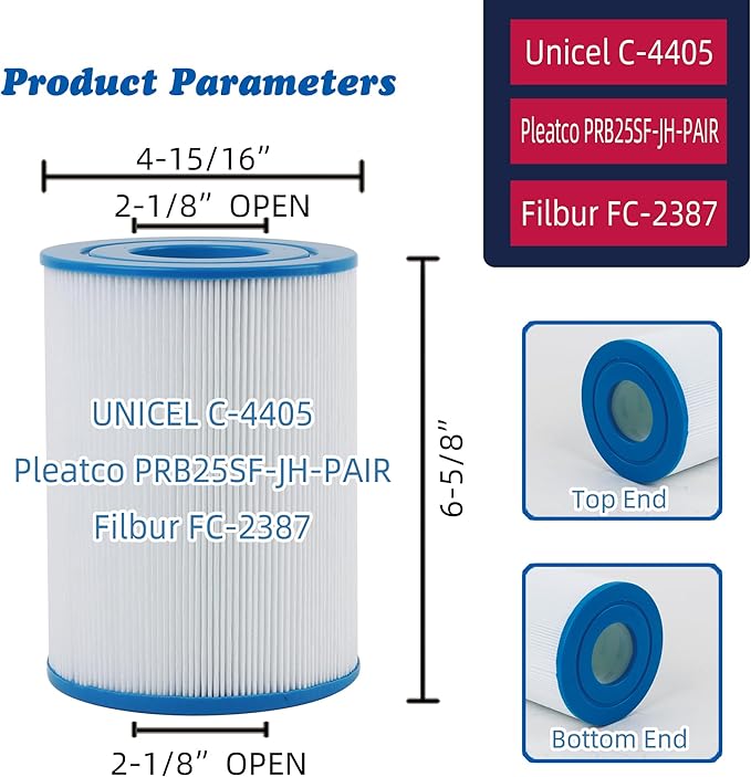 Spa Filter C-4405 Replaces Unicel C-4405, Filbur FC-2387, PRB25SF-PAIR, Marquis 20342, R172464, APCC7062, CMP 25392-000-100, 17-2464, 817-5010, Rainbow DSF 50 Hot Tub Filter- 2 Pack