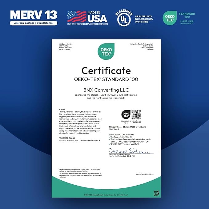 BNX TruFilter 18x30x1 Air Filter MERV 13 (4-Pack) - MADE IN USA - Electrostatic Pleated Air Conditioner HVAC AC Furnace Filters for Allergies, Pollen, Mold, Bacteria, Smoke, Allergen, MPR 1900 FPR 10
